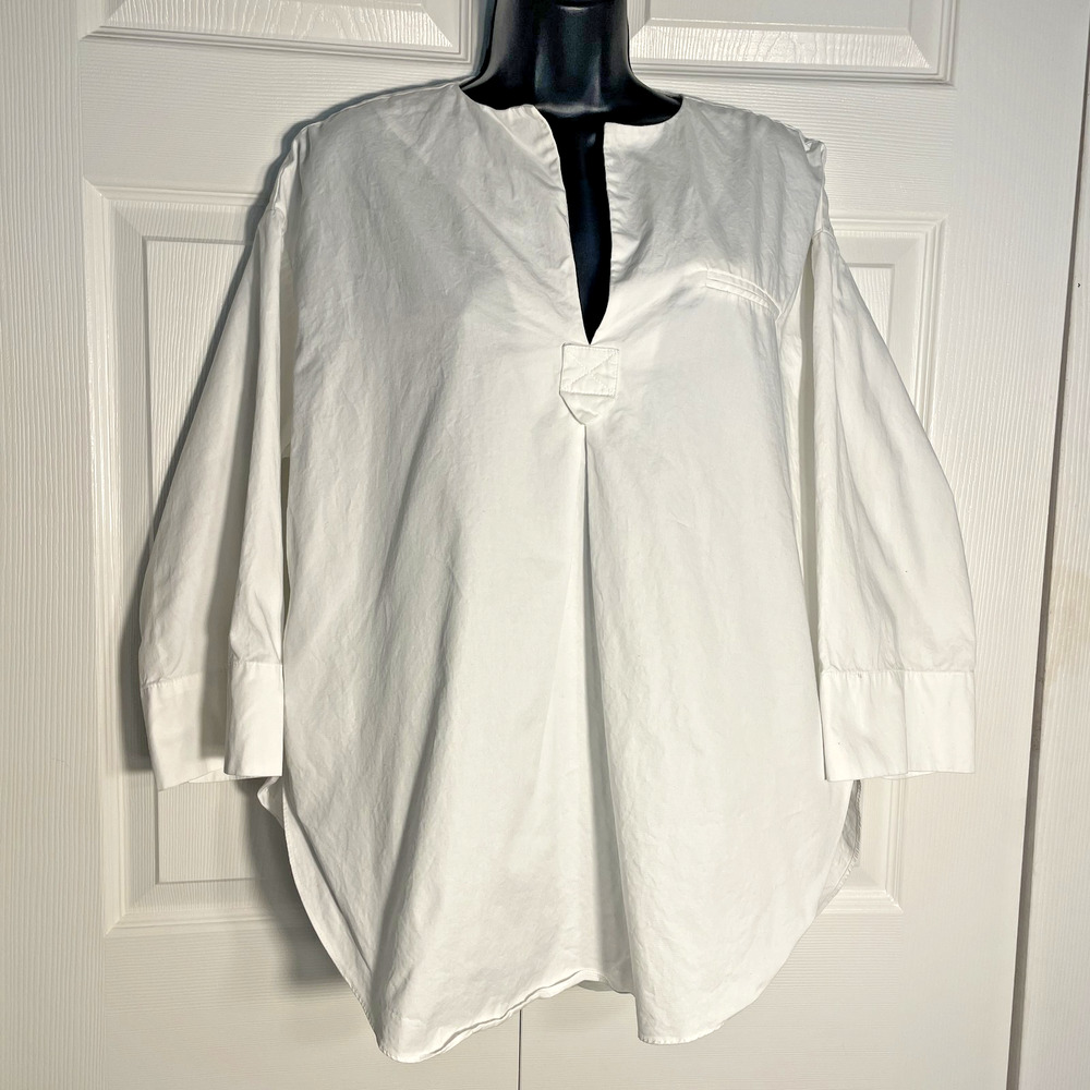 Nomia Shirt Women Small Oversized Cotton Minimalist Tunic Luxury Top Made in USA